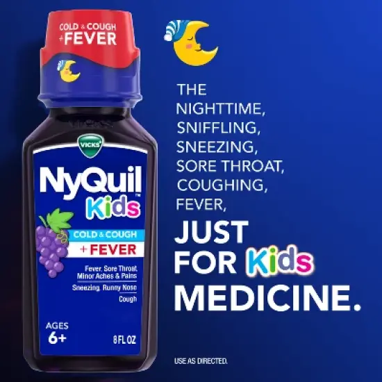 Vicks Kids' Combo Cold & Cough + Fever Syrup - Acetaminophen - Grape - 16 fl oz image {2}