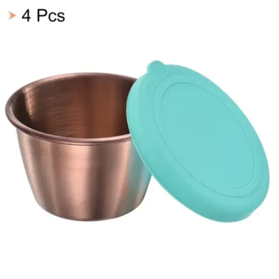 Unique Bargains Stainless Steel Mini Salad Dressing Container with Lid Sky Blue image {2}