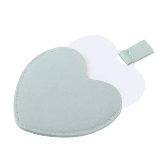Unique Bargains Stainless Steel Heart Shaped Compact Makeup Mirror and PU Leather Case image {9}
