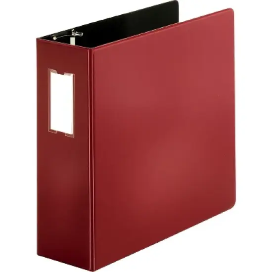 Business Source D-Ring Binder w/Label Holder Hvy-Dty 4" Burgundy 33118 image {1}