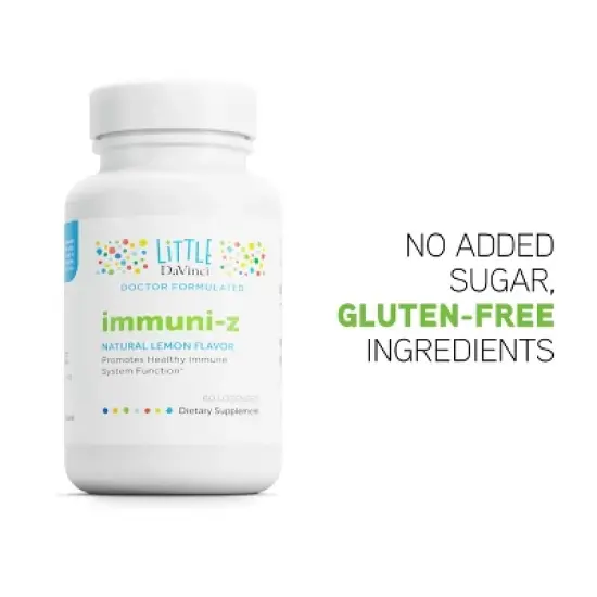 Little DaVinci Immuni-z - Kids Zinc Lozenge to Support Immune Health, Throat Tissue, Brain Health* - Lemon Flavor - 60 Lozenges image {4}