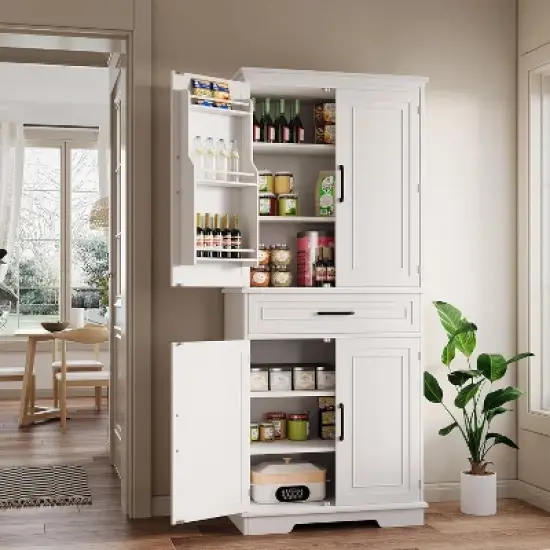 Acekool 72" Tall Kitchen Pantry Cabinet with Drawer, 6 Doors & Adjustable Shelves &ndash; Large Storage Cabinet for Dining & Living Room image {9}