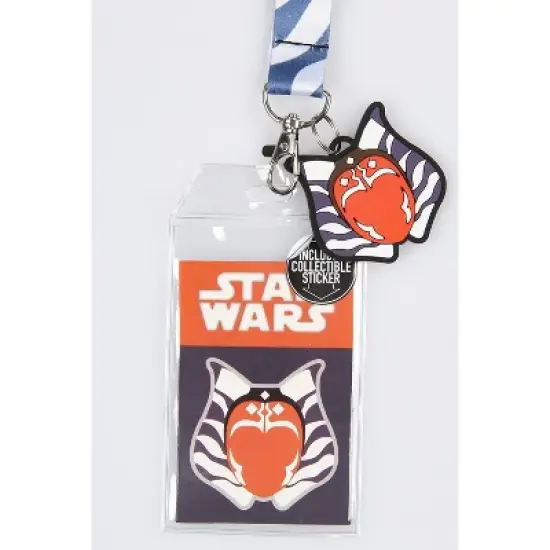 Star Wars Ahsoka Tano Lanyard ID Holder with Rubber Charm and Collectible Sticker image {1}