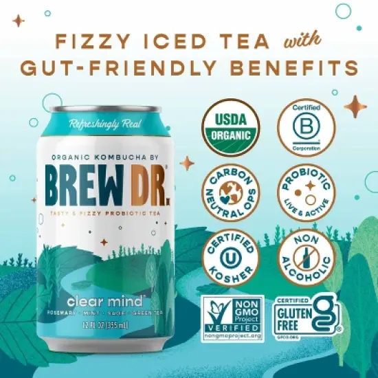 Brew Dr. Kombucha Clear Mind - 12 fl oz Cans/4pk image {2}