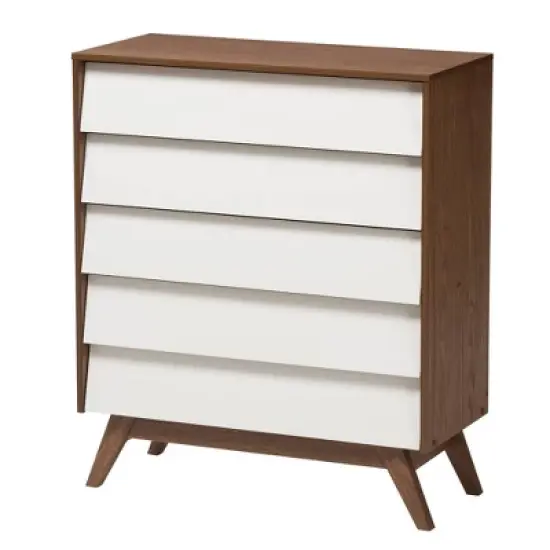 3pc Hildon Two-Tone Wood Storage Set White/Walnut Brown - Baxton Studio image {3}