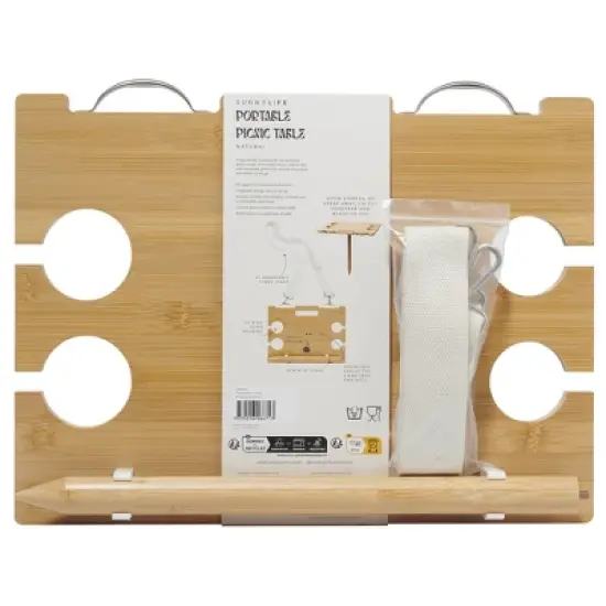 Sunnylife: Portable Picnic Table - Le Weekend Natural - Bamboo Snack Stand image {6}