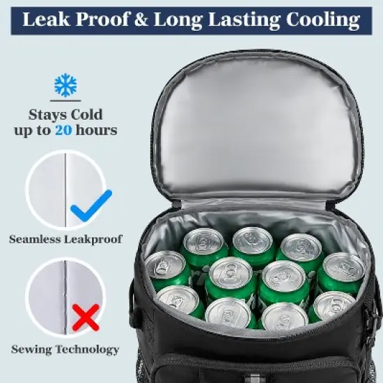 SUN CUBE Waterproof Soft Sided Cooler Backpack, Leakproof Insulated Portable for Camping Beach Travel Hiking Road Trip image {3}