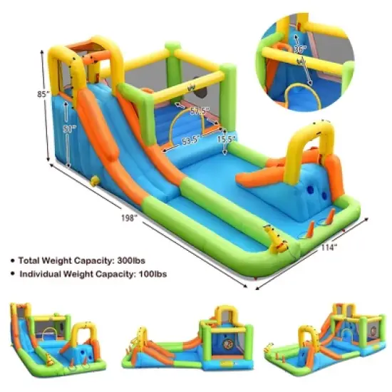 Costway Inflatable Water Slide Park Bounce House Climbing Wall image {1}