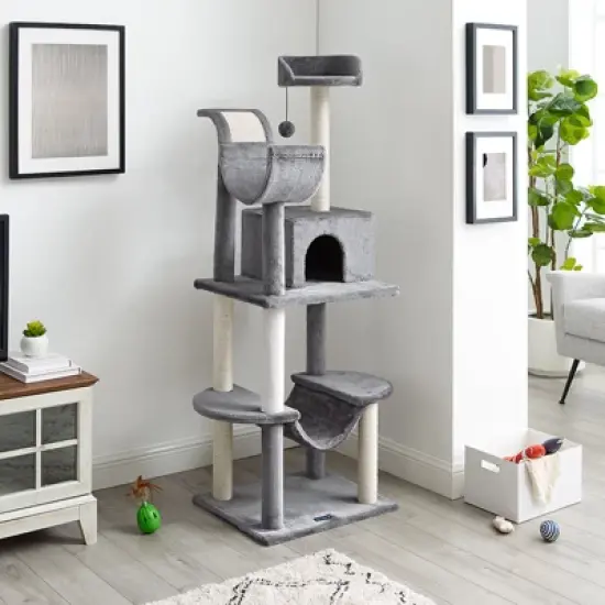 Sam's Pets Submarine 60" Gray Hard Box Cat Tree image {1}