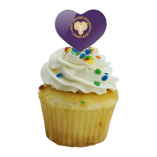 West Chester University Primary Logo Heart Love Cupcake Picks Toppers Decoration Set of 6 image {4}