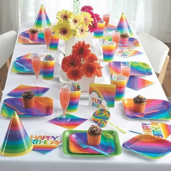 24ct Rainbow Paper Plates image {1}
