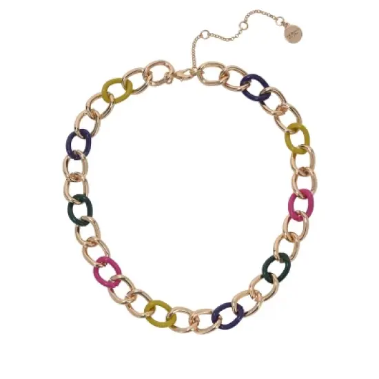 Isaac Mizrahi New York Gold Tone and Color Link Collar Necklace image {1}