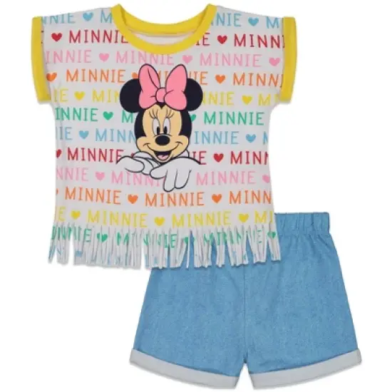Disney Minnie Mouse Mickey Mouse T-Shirt and French Terry Shorts Outfit Set Toddler to Little Kid image {8}