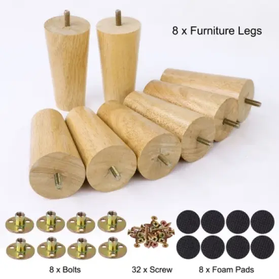 Unique Bargains Round Solid Wood Sofa Armchair Recliner Coffee Table Modern Replacement Furniture Legs Set of 8 image {4}
