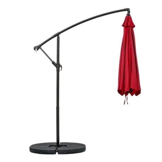 VECELO 10ft Offset Hanging Patio Umbrella with UV Protection Waterproof for Outdoor/Garden/Lawn, 8 Sturdy Ribs, Handy Crank&Cross Base, Red/Tan/White image {15}
