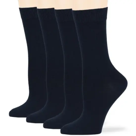 Women Cotton Solid Dress Socks - 4 Pack - Black, Brown, Blue, Grey, Beige  Khaki Shoe Size 5-9 M, 8-12 L | 7BIGSTARS KINGDOM image {14}