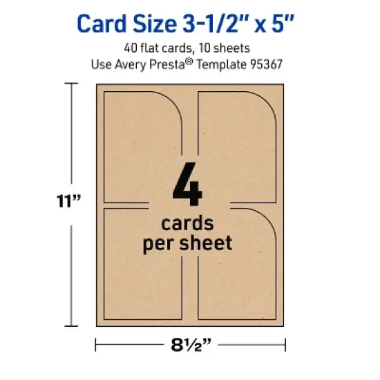 Avery Rectangle Flat Cards, 3-1/2" x 5", Kraft Brown, 40 Total image {4}