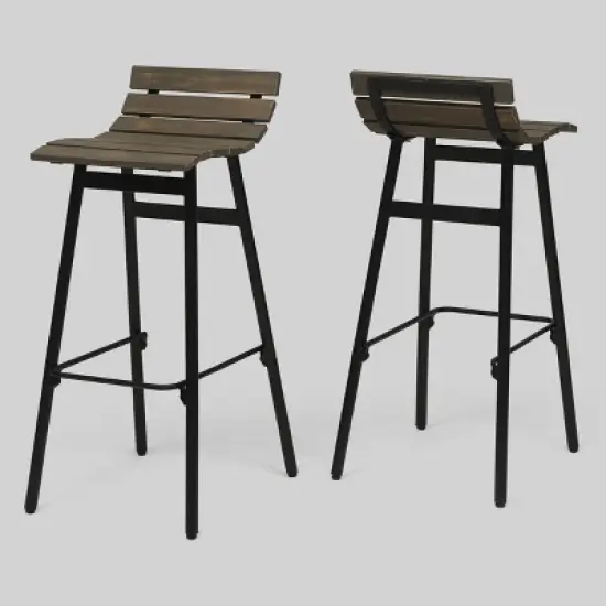 Set of 2 Pepperwood Wooden Barstool - Christopher Knight Home image {6}