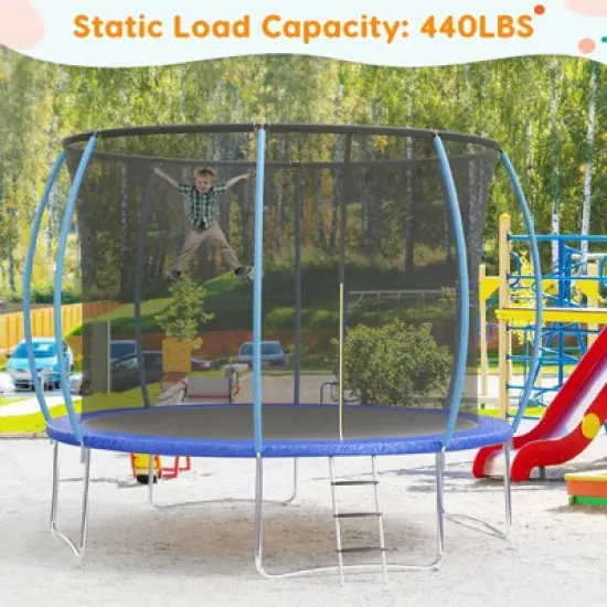 Trampoline 10FT with Enclosure & Ladder, ASTM Approved Heavy-Duty Outdoor Recreational Trampoline for Kids Adults, 440LB Capacity image {5}