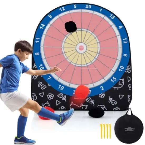 Costway Large Dart Board for Kids with 4 Kick Balls, Carrying Bag Giant Outdoor Kick Black/Red image {10}