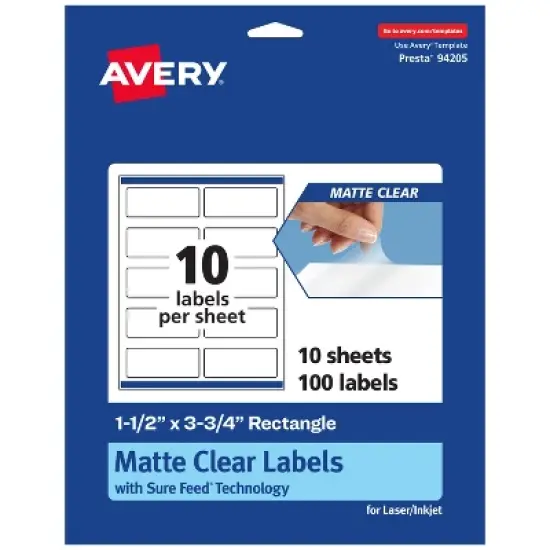 Avery Matte Clear Labels,  1-1/2" x 3-3/4" Rectangle image {7}