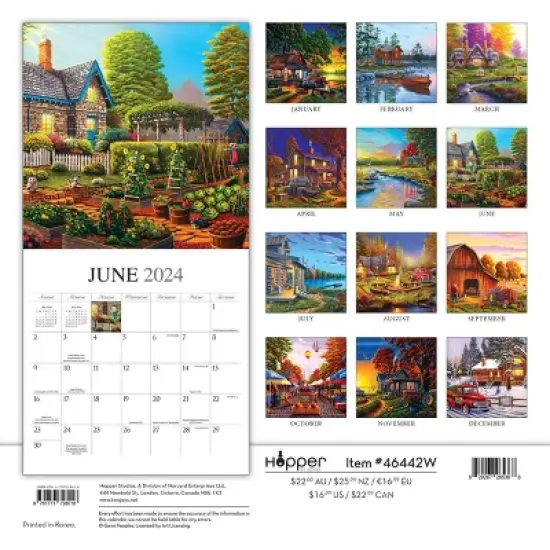 Browntrout 2024 Wall Calendar 12"x12" Vintage Country image {1}