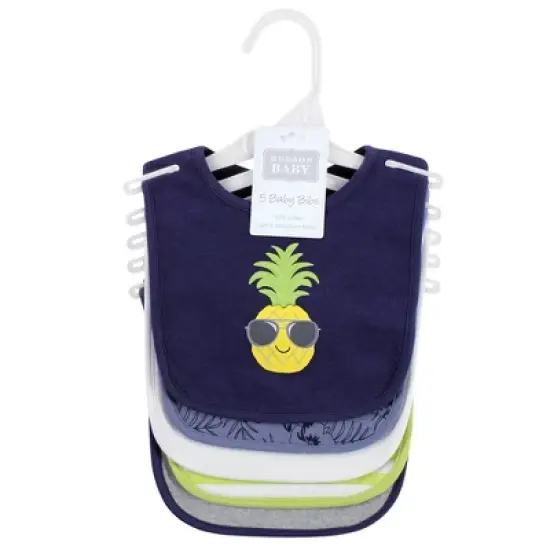 Hudson Baby Infant Boy Cotton Bibs, Boy Pineapple, One Size image {1}