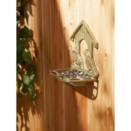 9.64" Polyresin Wall Mounted Bird Feeder Brown - Zingz & Thingz: No Assembly, Garden Decor image {3}