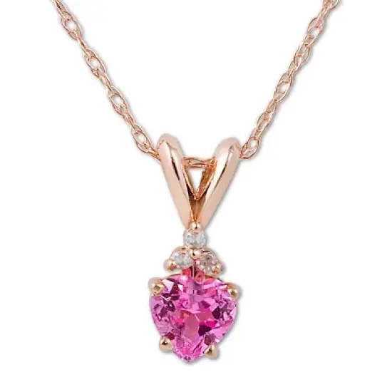 Pompeii3 1/2ct Diamond & Pink Sapphire Heart Pendant in 14K Yellow, White, or Rose Gold image {3}
