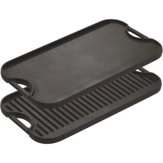 Attop 20 x 10.44 Inch Reversible Cast Iron Grill/Griddle &ndash; Double Burner Cookware image {1}