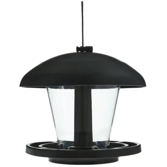 The Lakeside Collection Bird Feeder With Round Black Cover And Platform image {1}