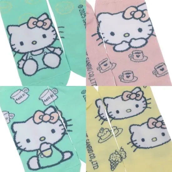 Hello Kitty Characters AOP Scalloped Cuffs Womens Ankle Socks 5 Pack image {4}