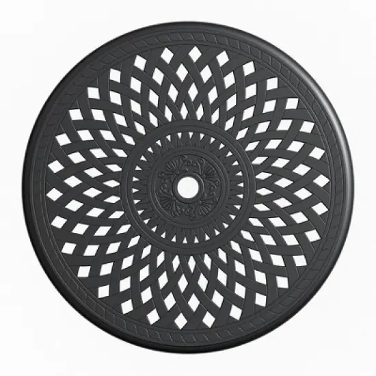 Akoasm 3-Pieces Aluminum Patio Dining Table With Umbrella Hole-Black image {5}