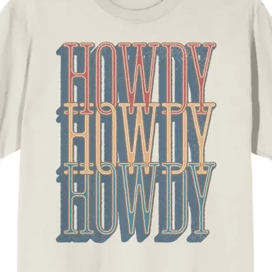 Western Howdy Repeat Text Crew Neck Short Sleeve Tofu Unisex Adult T-shirt image {1}