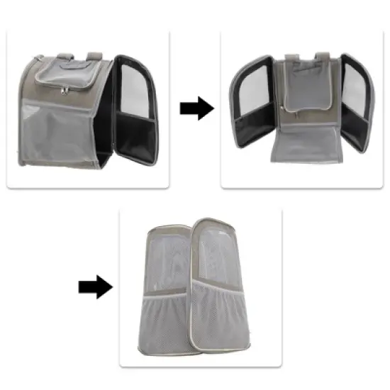 Unique Bargains Pet Backpack Transport Box for Cats and Small Dogs 13.39"x9.84"x16.54" Khaki image {5}