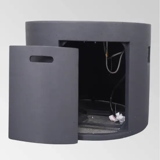 Aidan Outdoor Round Lightweight Concrete Gas Burning Fire Pit - Dark Gray - Christopher Knight Home image {3}