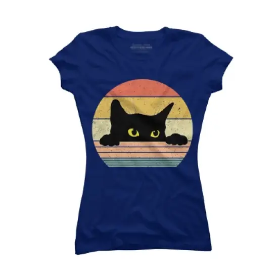 Junior's Design By Humans Cat Tee Retro Style By MeowShop T-Shirt image {7}