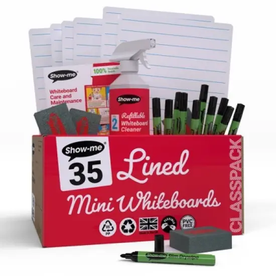 Show-me&reg; Classpack of 35 x A4 Lined/Plain Lapboards, with Pens, Erasers, Cleaner image {7}