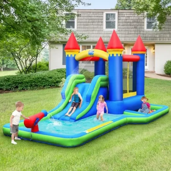 Costway Inflatable Bouncer Climbing Slide Bounce House Water Park BallPit Without Blower image {1}