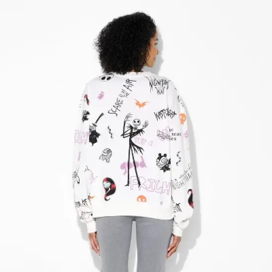 Women's Nightmare Scribbles Fleece Graphic Sweatshirt - White image {2}