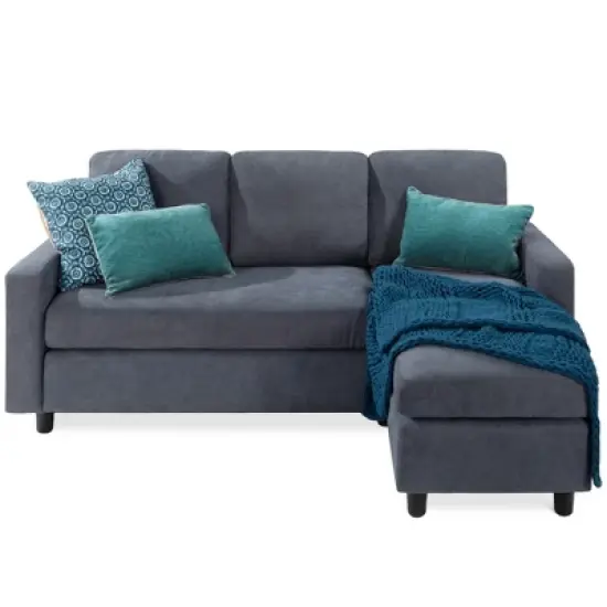 Best Choice Products Upholstered Sectional Sofa Couch w/ Chaise Lounge, 3-Seat Design, Ottoman Bench image {8}