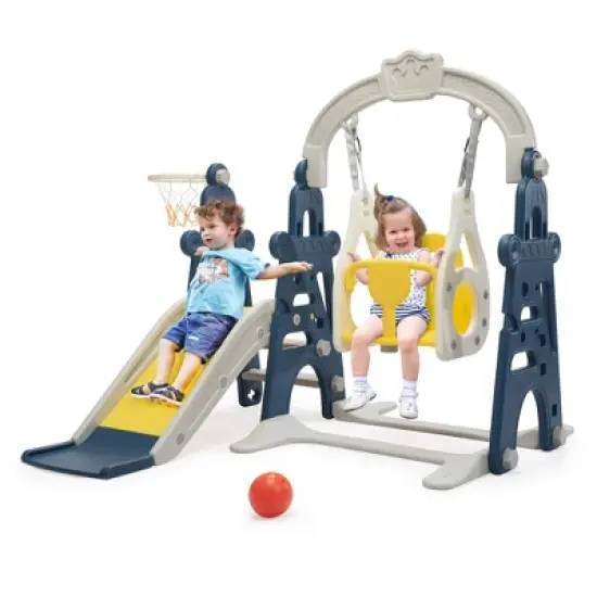 3-in-1 Kids Slide for Toddlers Slide and Swing Set,Indoor image {13}