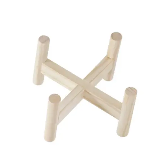 Sagebrook Home Diamond Round Ceramic Planter Pot with Wood Stand White image {2}