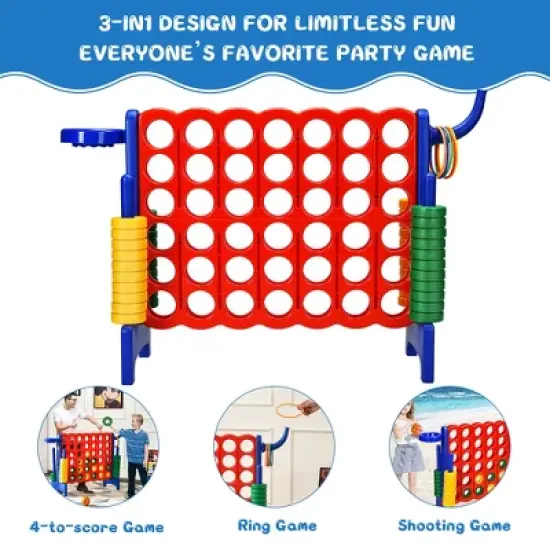 Costway 4-in-A Row Giant Board Game Set w/Basketball Hoop for Family Blue image {8}