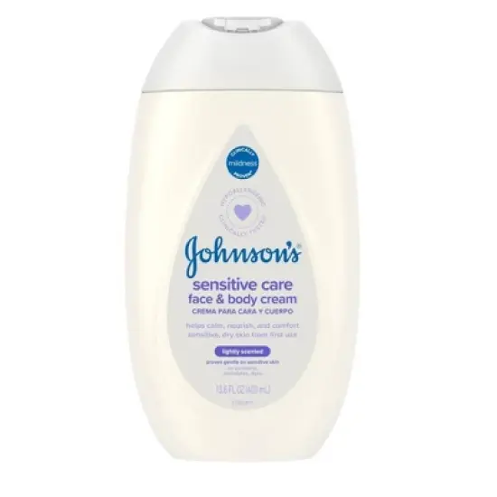 Johnson's Sensitive Care Baby Face & Body Cream for Dry and Sensitive Skin - Lightly Scented - 13.6 fl oz image {7}