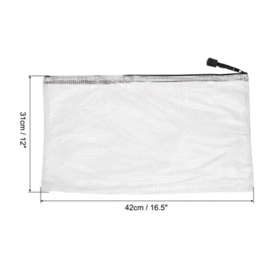 Unique Bargains Office Mesh Zipper File Pouch Document Folders 3 Pcs image {1}