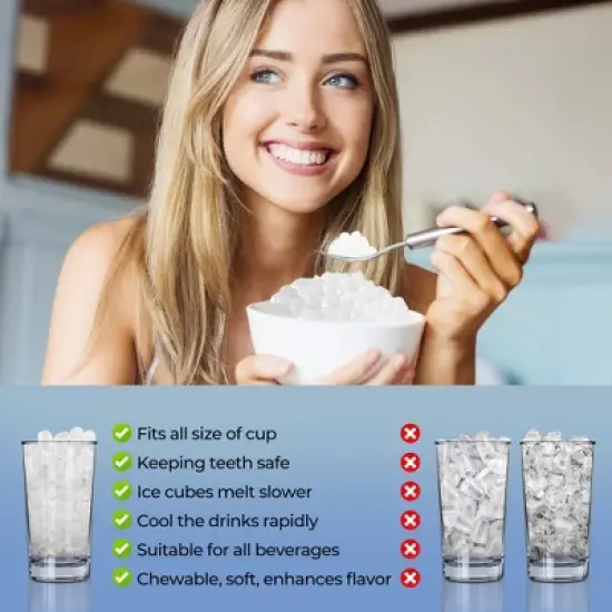 Simzlife Nugget Ice Maker Countertop, 35 Lbs/Day, Stainless Steel, 1.8 Lbs Storage, Silver image {5}