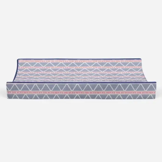 Bacati - Emma Coral/Navy Large Triangles Quilted Muslin Changing Pad Cover image {4}