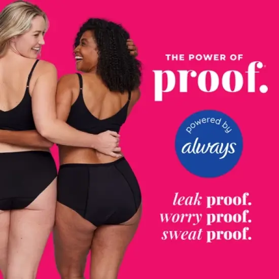 Proof Women's Mesh Trim Briefs, Moderate Absorbency Period Underwear - Black image {2}