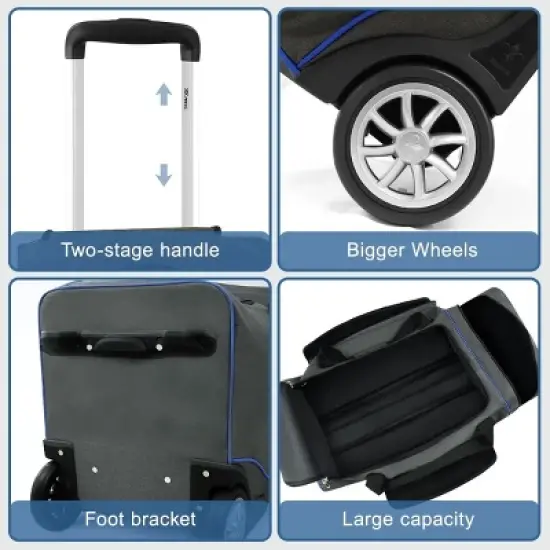 New York XPress JB-30 Rolling Duffel Bag with Telescopic Handle,Large Collapsible Luggage Bag with Wheels, 30" image {4}